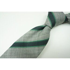 Kiton Cloud Gray Pewter Green Striped Seven Fold Wool Tie Made in Italy NEW